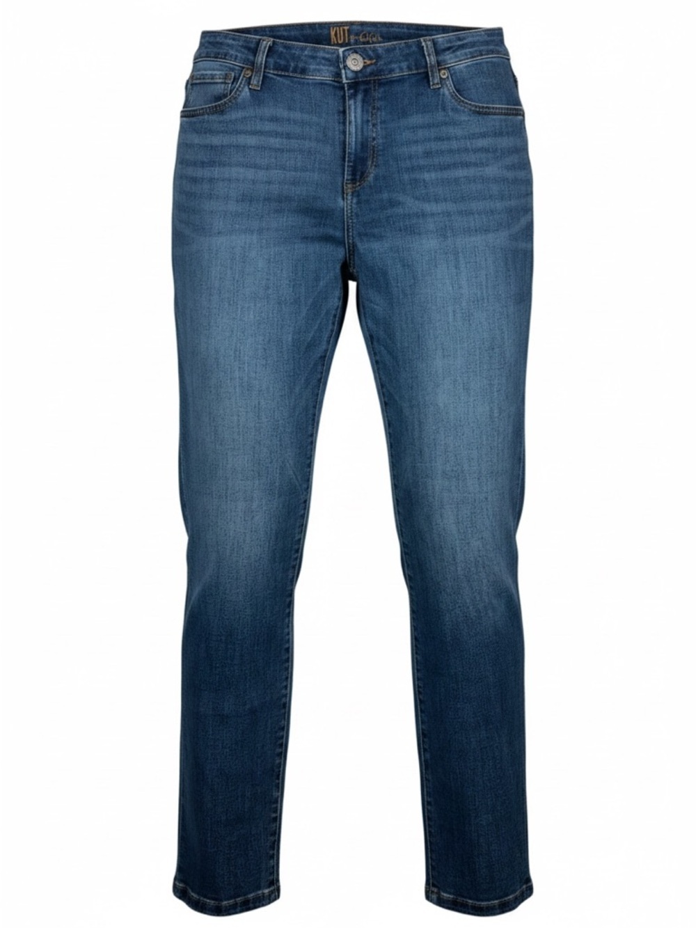 Kut From The Kloth Dark Wash Blue Jeans Cotton Blend Size 12 Straight Fit Womens